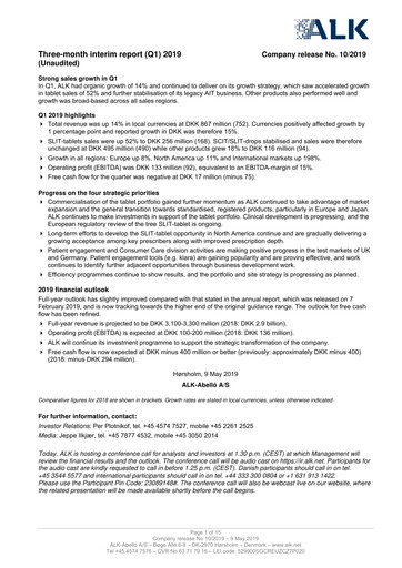 Miniature ALK-Abelló Rapport trimestriel 2019-q1