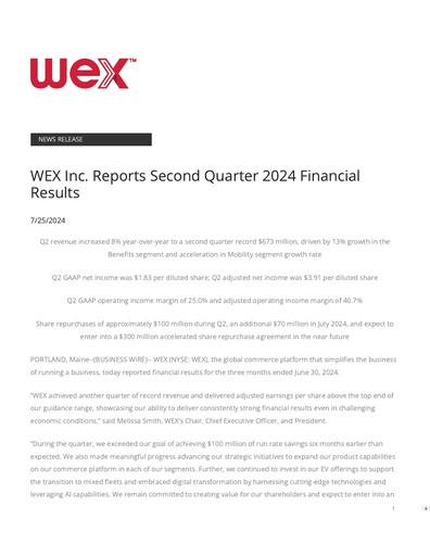 Thumbnail WEX Quarterly Report 2024-q2