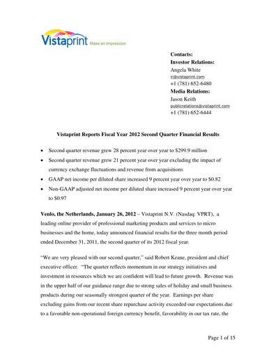 Miniature Cimpress Rapport trimestriel fy2012-q2