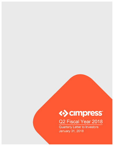 Miniature Cimpress Rapport trimestriel fy2018-q2