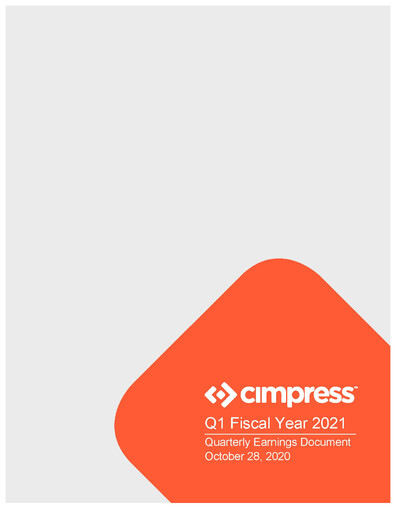 Miniature Cimpress Rapport trimestriel fy2021-q1