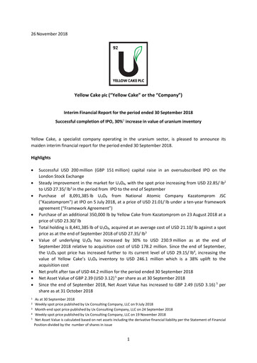 Thumbnail Yellow Cake plc Financial Report 2018-h1