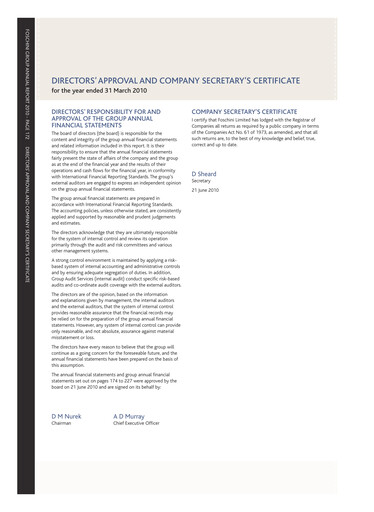 Thumbnail The Foschini Group Financial Statement 2010