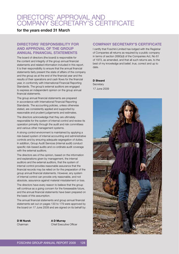 Thumbnail The Foschini Group Financial Statement fy2009