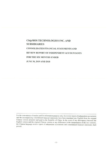 Miniature ChipMOS Technologies Rapport semestriel 2019-h1