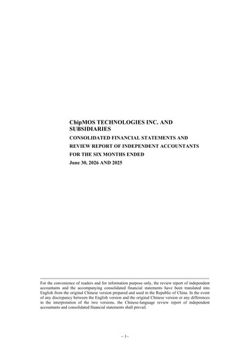 Miniature ChipMOS Technologies Rapport semestriel 2026-h1