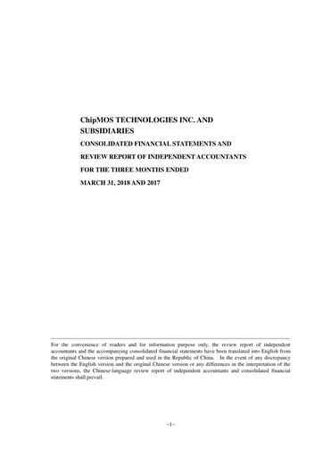 Miniature ChipMOS Technologies Rapport trimestriel 2018-q1