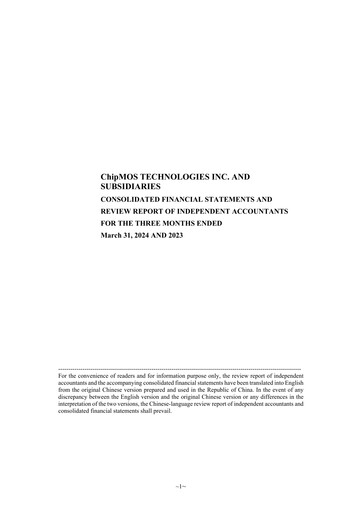 Miniature ChipMOS Technologies Rapport trimestriel 2024-q1