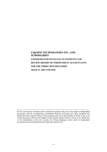 Miniature ChipMOS Technologies Rapport trimestriel 2026-q1