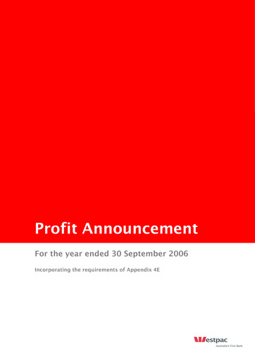 Thumbnail Westpac Banking Financial Report 2006