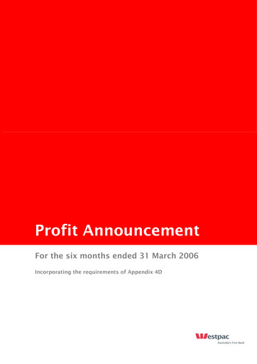 Thumbnail Westpac Banking Half-year Report 2006-h1