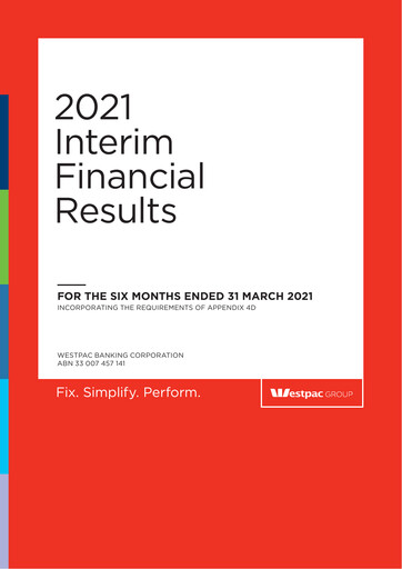 Thumbnail Westpac Banking Half-year Report 2021-h1