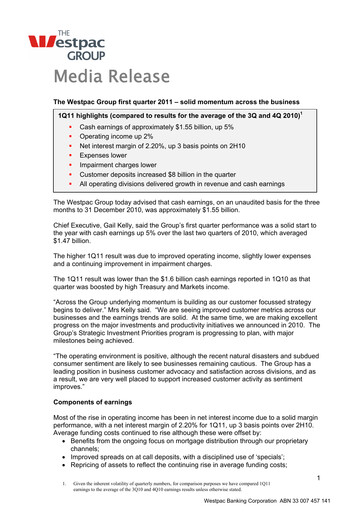 Thumbnail Westpac Banking Quarterly Report 2011-q1