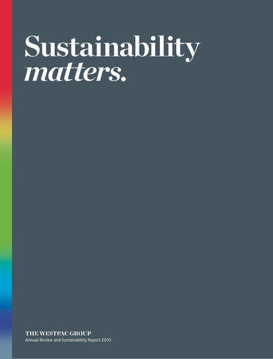 Thumbnail Westpac Banking Sustainability Report 2010
