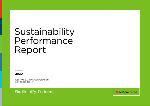 Thumbnail Westpac Banking Sustainability Report 2020