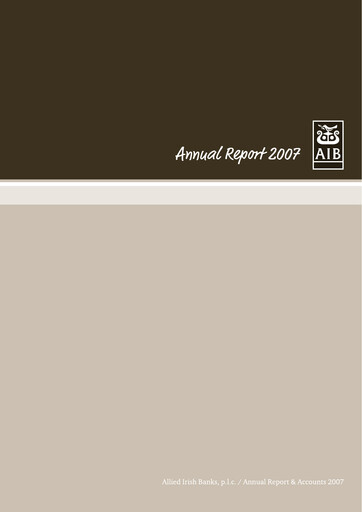 Miniature AIB Group (Allied Irish Banks)  Rapport annuel 2007