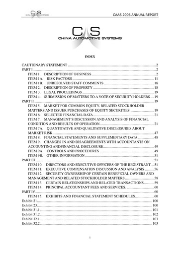 Miniature China Automotive Systems Rapport annuel 2006