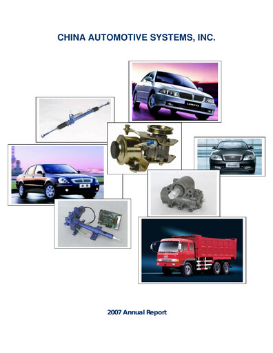 Miniature China Automotive Systems Rapport annuel 2007