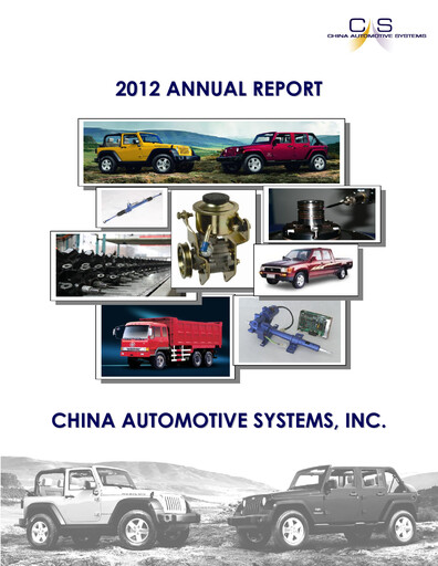 Miniature China Automotive Systems Rapport annuel 2012