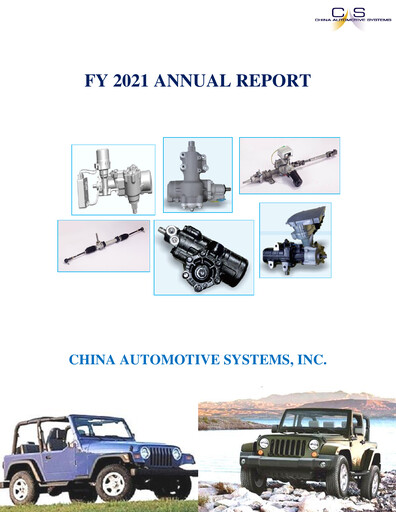 Miniature China Automotive Systems Rapport annuel 2021