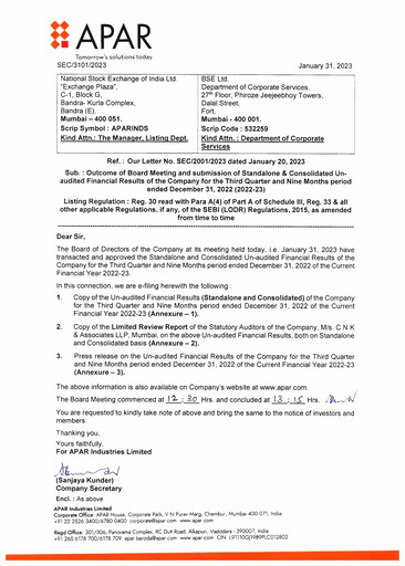 Miniature Apar Industries Rapport trimestriel 2022-q3