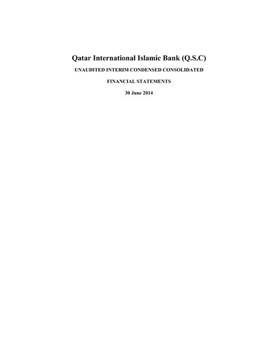 Thumbnail Qatar International Islamic Bank Financial Statement 2014-h1