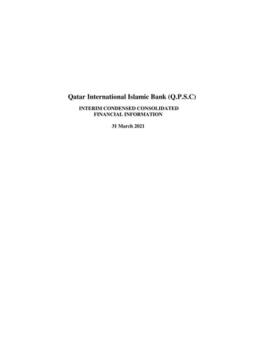 Thumbnail Qatar International Islamic Bank Quarterly Report 2021-q1