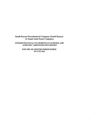 Thumbnail Saudi Kayan Petrochemical Company Financial Statement 2016-h1