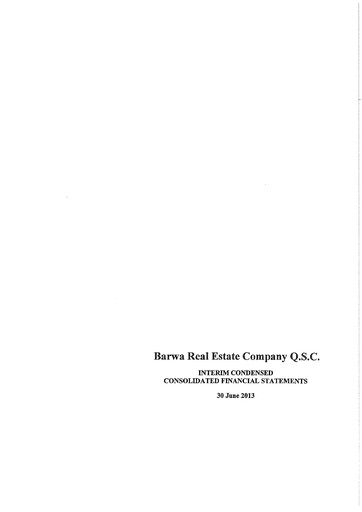 Thumbnail Barwa Real Estate Company Financial Statement 2013-h1