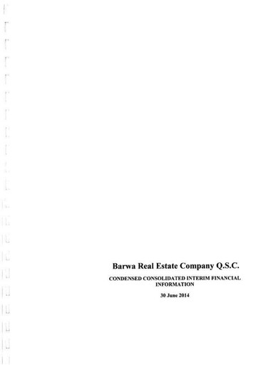 Thumbnail Barwa Real Estate Company Financial Statement 2014-h1