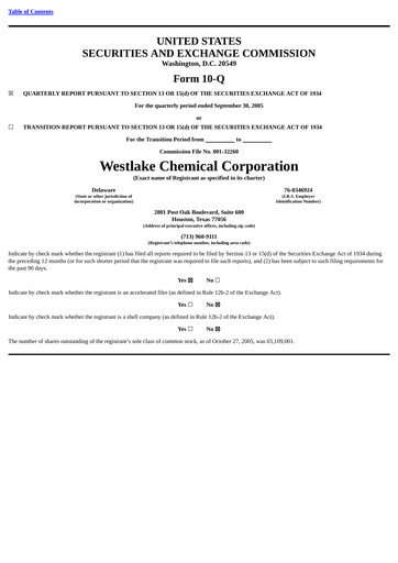 Thumbnail Westlake Corporation
 Quarterly Report 2005-q3