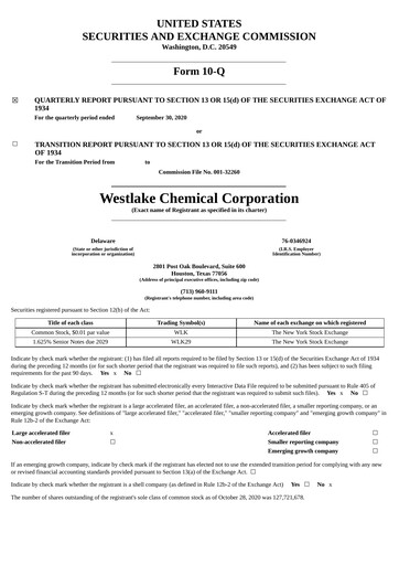 Thumbnail Westlake Corporation
 Quarterly Report 2020-q3