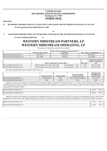 Miniature Western Midstream
 Rapport trimestriel 2025-q1