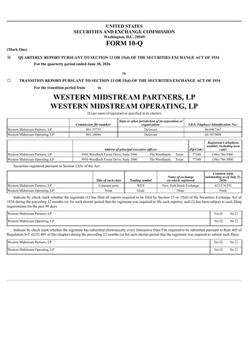 Thumbnail Western Midstream
 Quarterly Report 2026-q2