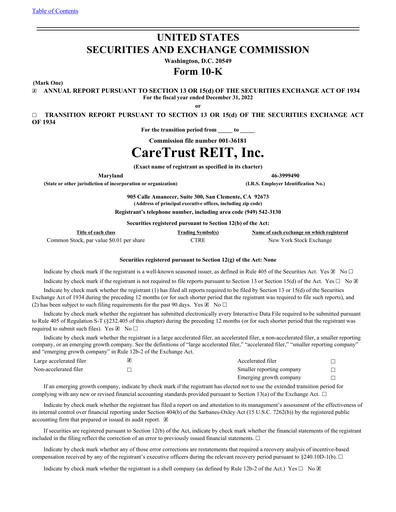 Thumbnail CareTrust REIT
 Annual Report 2022
