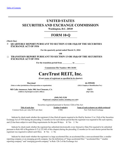 Thumbnail CareTrust REIT
 Quarterly Report 2024-q1