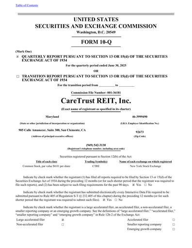 Thumbnail CareTrust REIT
 Quarterly Report 2025-q2