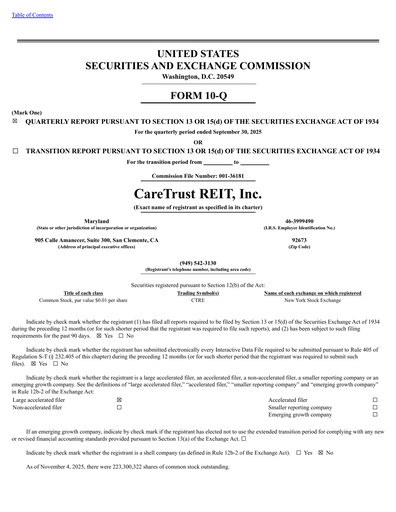 Thumbnail CareTrust REIT
 Quarterly Report 2025-q3