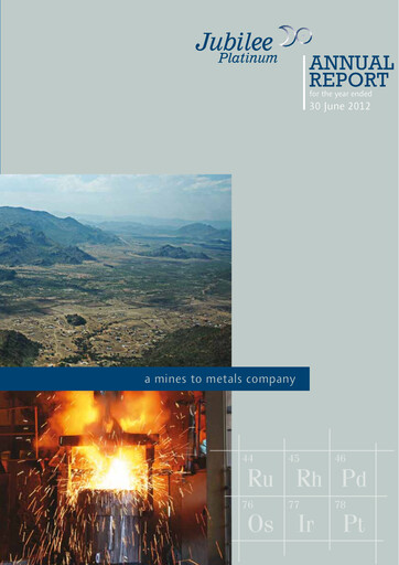 Miniature Jubilee Metals Group Rapport annuel fy2012