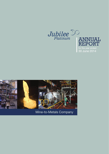 Miniature Jubilee Metals Group Rapport annuel fy2014