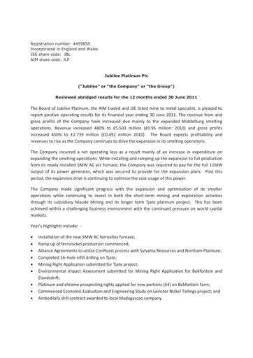 Thumbnail Jubilee Metals Group Financial Report fy2011