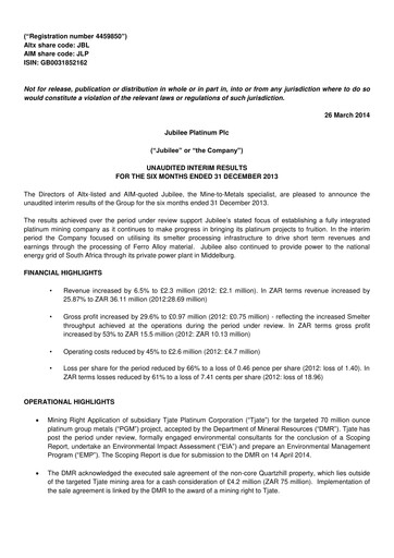 Thumbnail Jubilee Metals Group Half-year Report fy2014-h1