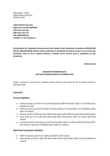 Thumbnail Jubilee Metals Group Half-year Report fy2019-h1