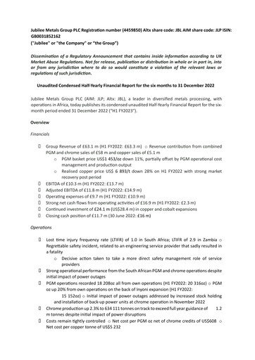 Thumbnail Jubilee Metals Group Half-year Report fy2023-h1