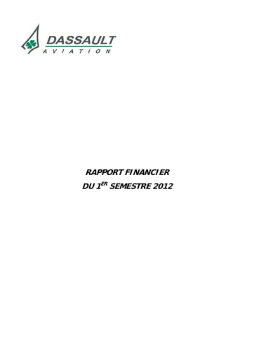 Thumbnail Dassault Aviation Half-year Report 2012-h1