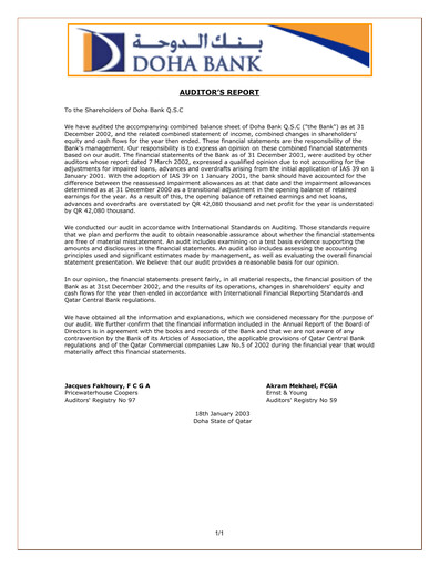 Thumbnail Doha Bank Financial Statement 2002