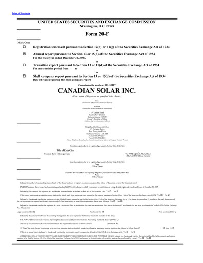 Thumbnail Canadian Solar
 Annual Report 2007