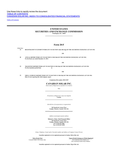 Thumbnail Canadian Solar
 Annual Report 2014
