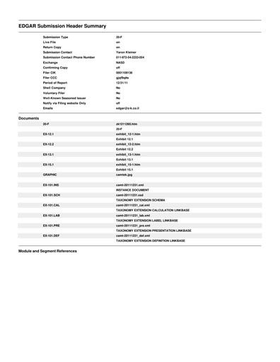 Thumbnail Camtek Annual Report 2011