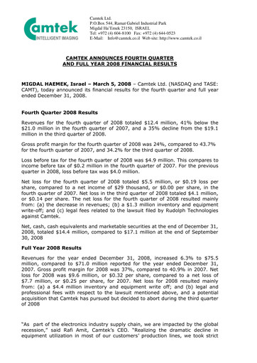 Thumbnail Camtek Quarterly Report 2008-q4